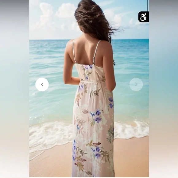 #248” YUMU KIM meadow wrap floral high low maxi dress - Picture 6 of 6